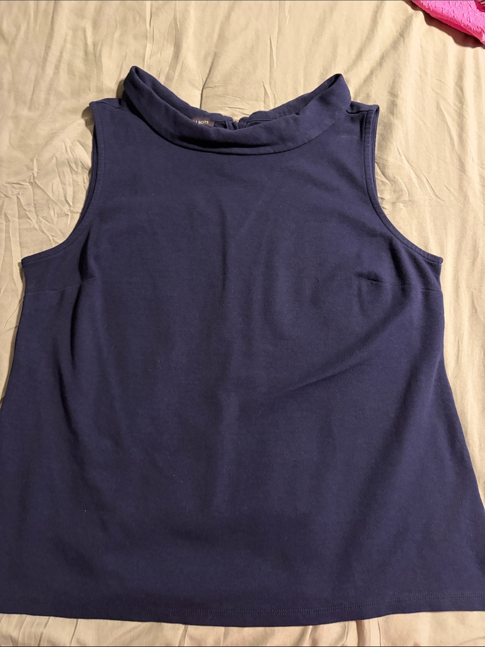 Talbots Navy Sleeveless Roll-Neck Shell - Picture 3 of 5